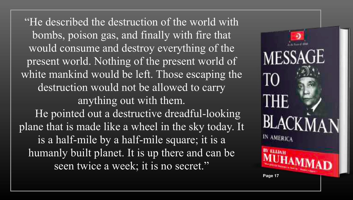 MosqueMaryam's tweet photo. He (Master Fard Muhammad) described the destruction of the world with bombs, poison gas, and finally with fire that would consume and destroy everything of the present world. -Elijah Muhammad—@GodDanielM #NOISundays https://t.co/pdX2QdUXOx