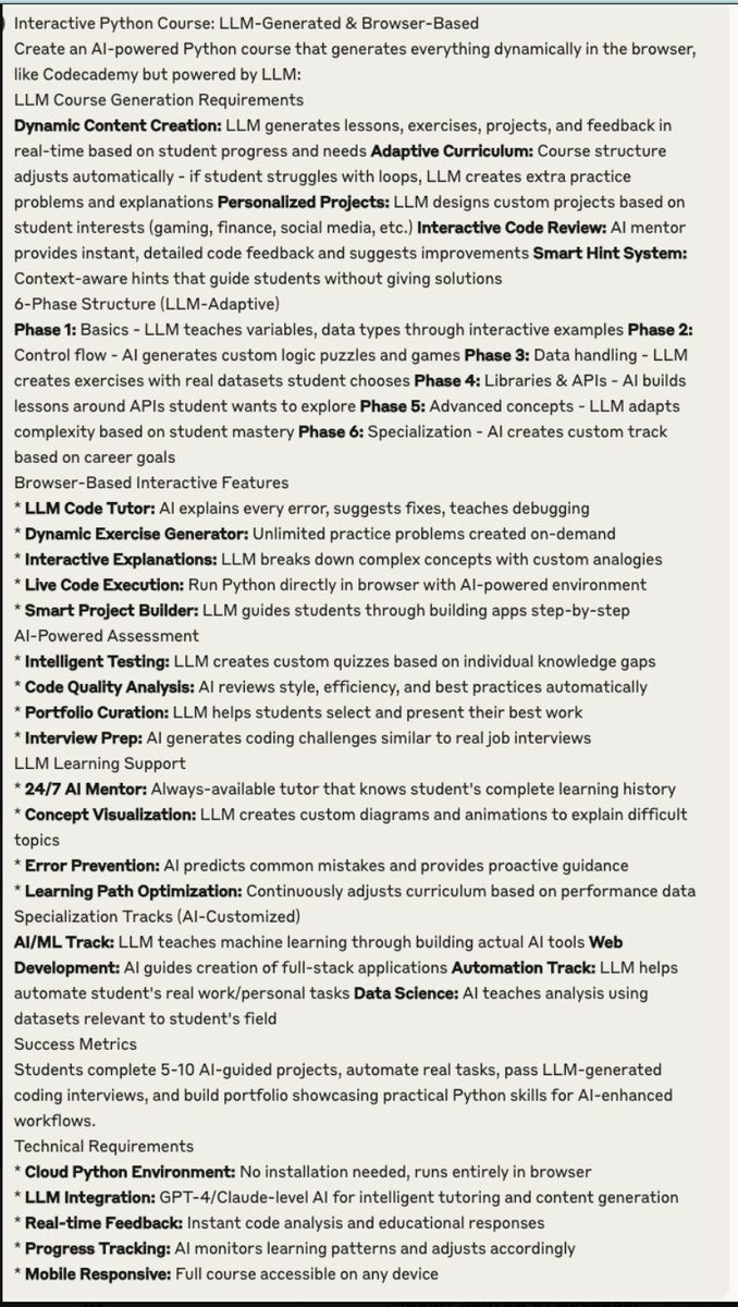 PromptLLM's tweet image. Learning Python is not even optional if you want to survive in the AI world
This Prompt will teach you
And you don't need to pay Code academy $30 for the pleasure.