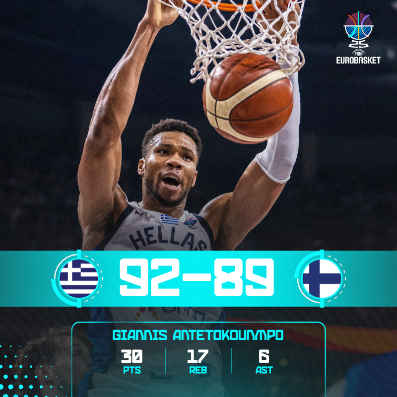 EuroBasket's tweet photo. HELLAS 🇬🇷 CLAIM THE BRONZE AFTER A WILD FINISH 🥉 😳

#EuroBasket