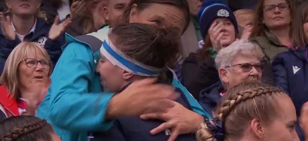 What a lovely moment as one <a href="/Scotlandteam/">Scottish Rugby</a> legend in the shape of <a href="/donnamkennedy8/">Donna Kennedy</a> (115 caps) embraces another in the shape of <a href="/JadeKonkel/">Jade Konkel (JKR)</a> (74 caps) as the latter bows out of international rugby...

What a role model + player Konkel has been in recent years