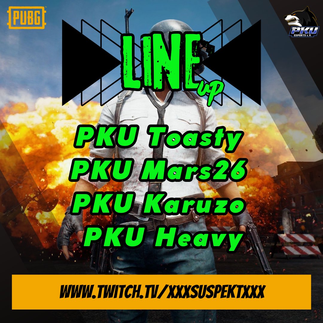 🔥 MATCHDAY🔥

Zweiter Spieltag in der CPT Season 17 von <a href="/TwireGG_PUBG/">Twire PUBG</a> 

Wann? Heute, ab 21:00 Uhr
Wo?🔴 LIVE auf twitch.tv/xxxsuspektxxx

#PKU #PKUesportsEv #PKUesports #esport #esports #twire #pubg