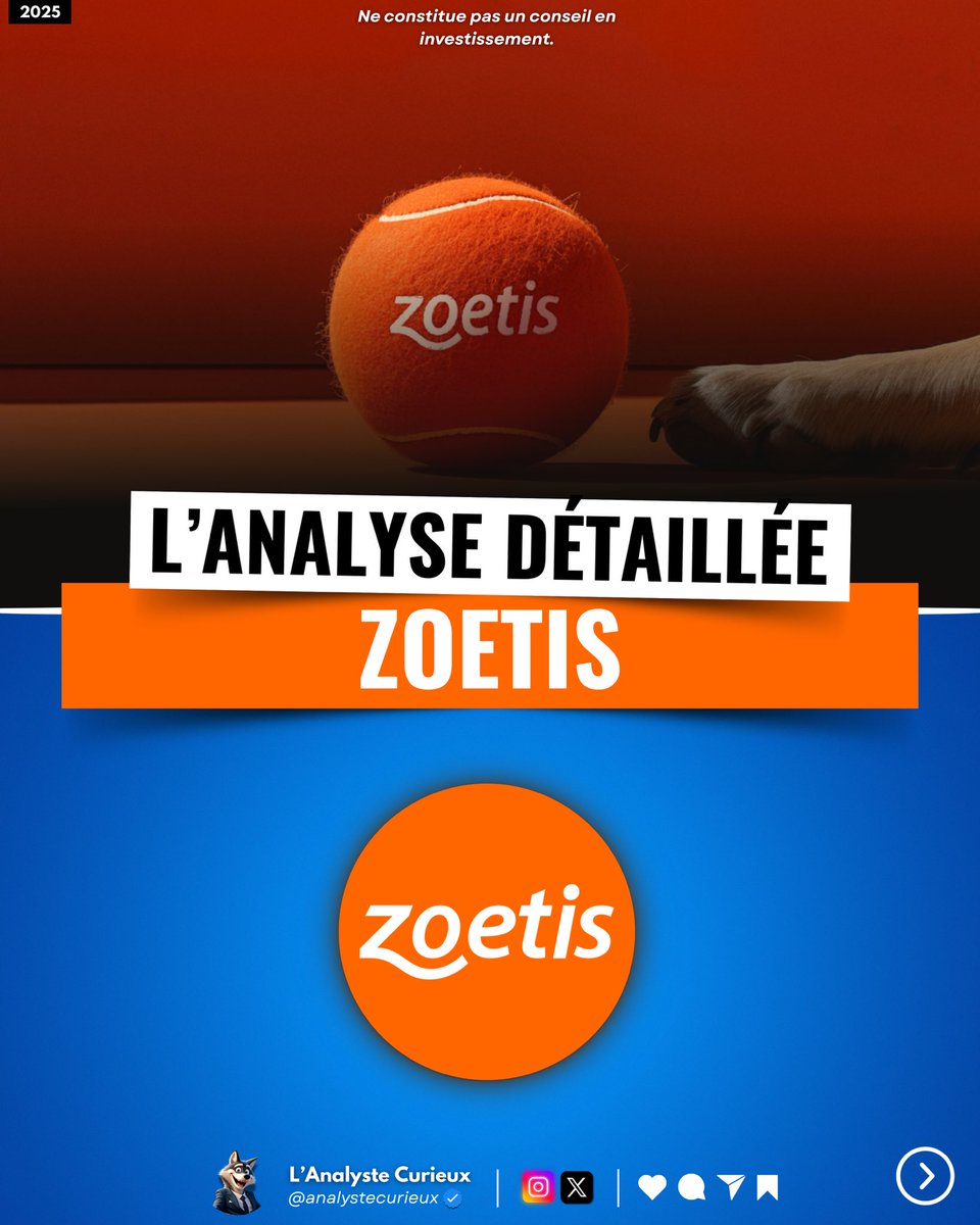 analystecurieux's tweet photo. [Thread 🧵]

Faut-il investir dans Zoetis ? 🇺🇸 🐶

Mon nouveau format où j’analyse en détail la société :

👉 Présentation globale
👉 Croissance &amp; Rentabilité
👉 Santé financière
👉 Dividende
👉 Valorisation
👉 Niveau de MOAT 

Bonne lecture 👇

(1/9) https://t.co/Tl93X9PwF3