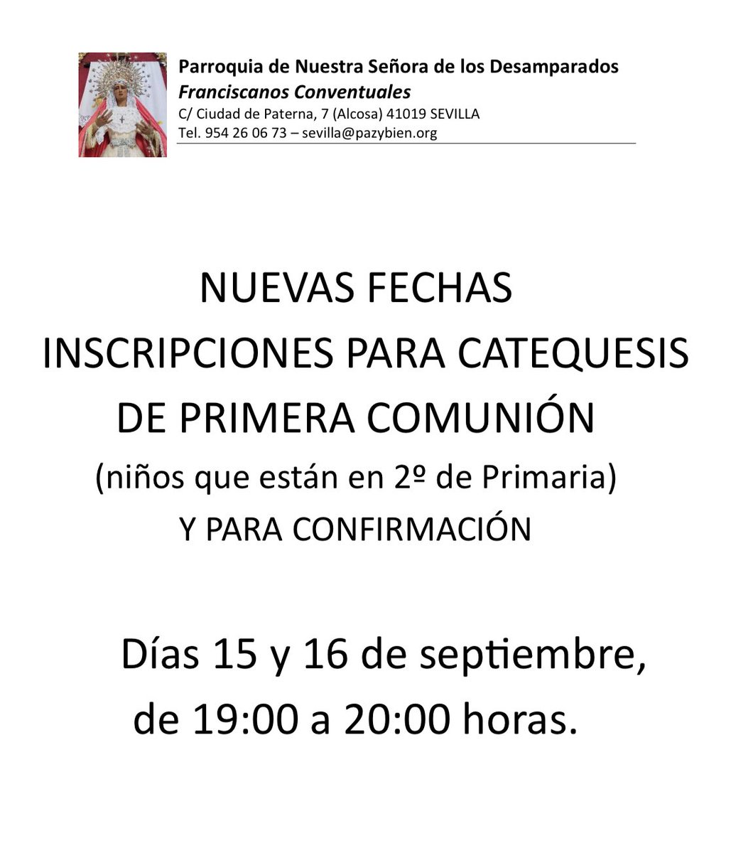 Parroquia Ntra. Sra. de los Desamparados (@ofcdesamparados) on Twitter photo 