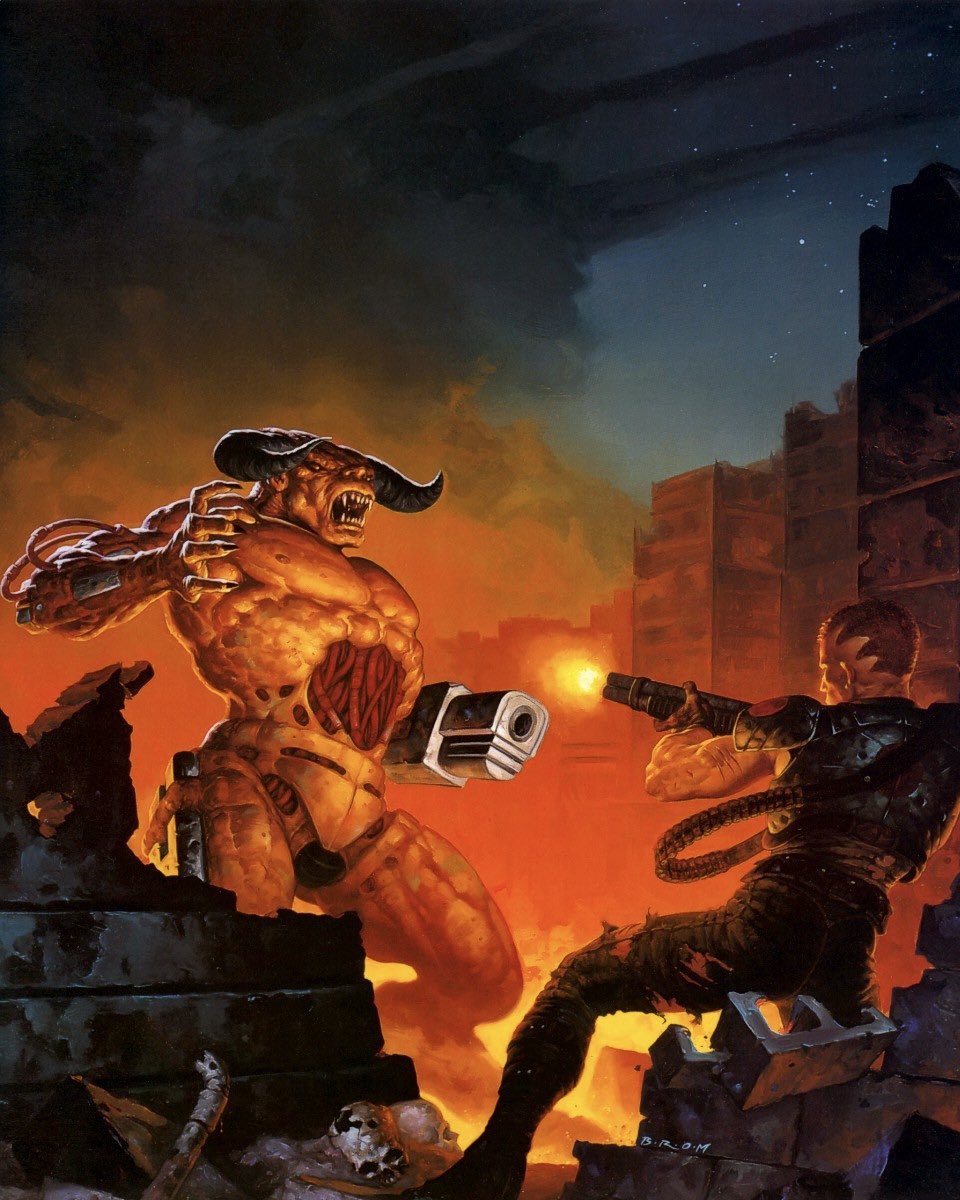 HeavyMetalInk's tweet image. Paintings by @GeraldBrom 🔥

1st artwork for Doom 😈🔥