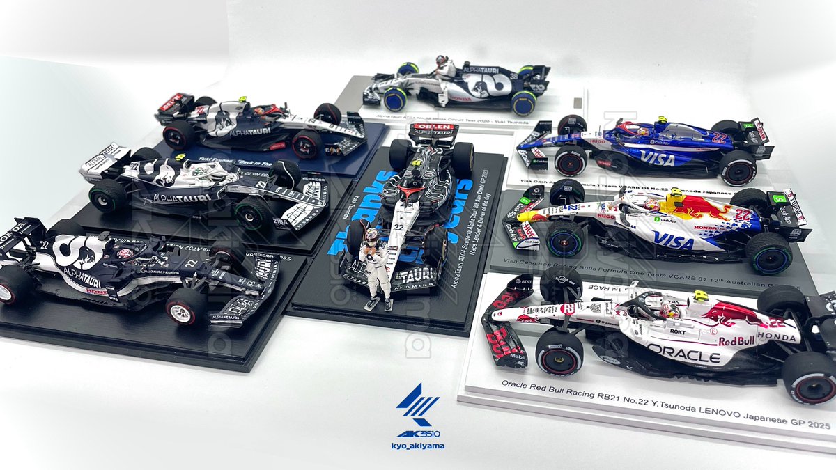 kyo_akiyama's tweet photo. #角田裕毅 歴代乗車マシン
Scuderia #AlphaTauri
#AT01 (STR13, Imola Test)
#AT02
#AT03
#AT04
VISA CashApp RB ( #RacingBulls ) F1 Team
#VCARB01
#VCARB02
ORACLE #RedBullRacing
#RB21 (JPN Spec.)

#f1jp #spark #sparkmodel #ak3510garage #YukiTsunoda #YT22 https://t.co/7iRQVHC3Yi