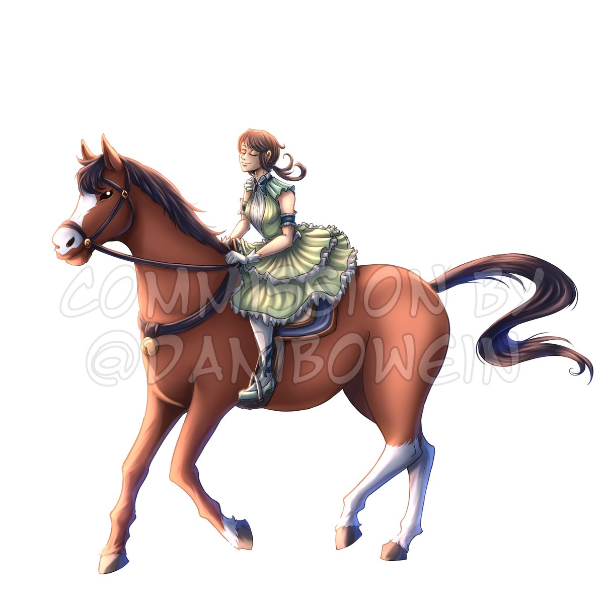 #474 Sawa Okita and Sabure
#commission #horse #anime #animeart