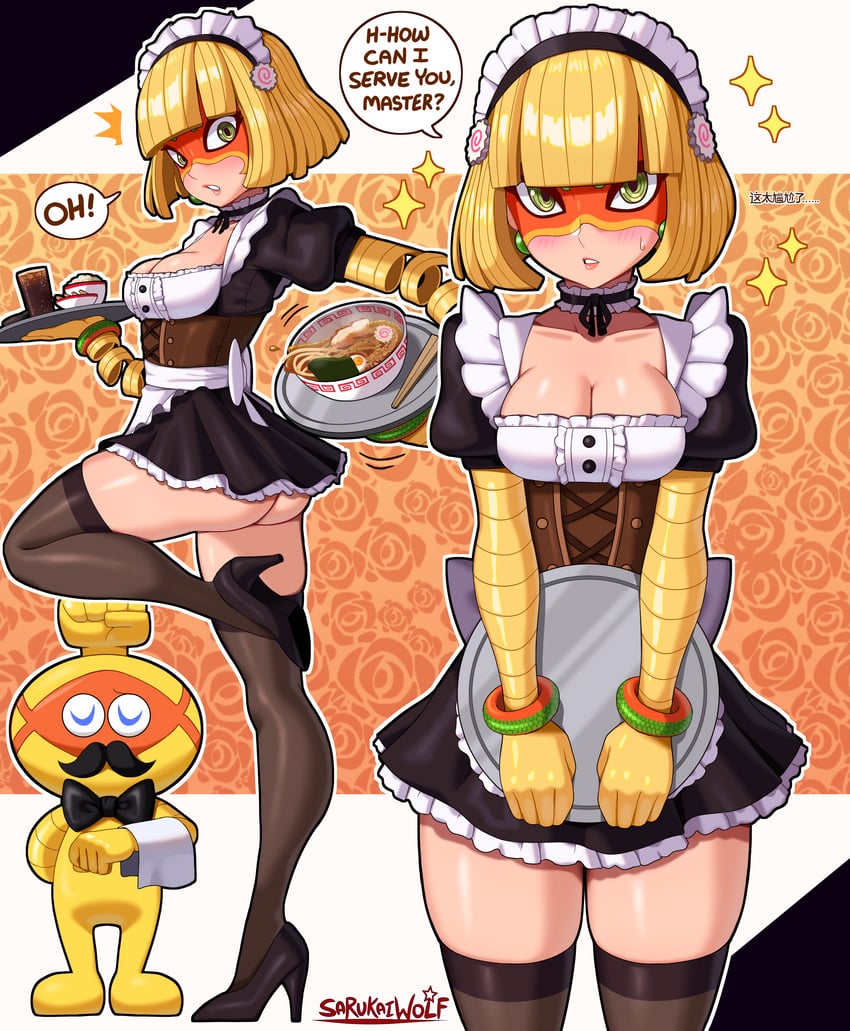It was theme week in the Mintendo Noodle House!

...one of her coworkers won with his idea. No, she's definitely not secretly enjoying this...

#SeductiveSunday 

📷 sarukaiwolf (Newgrounds)