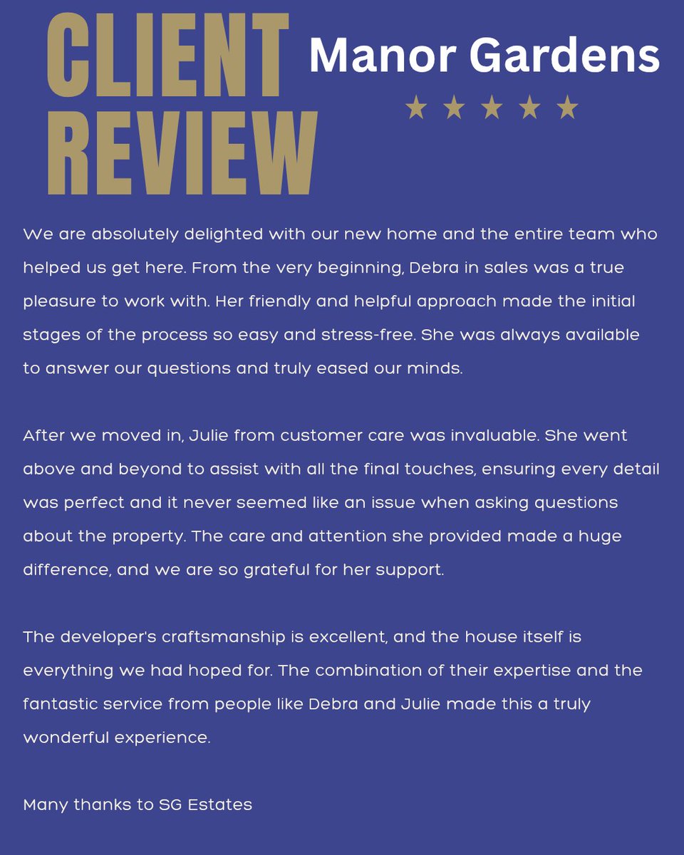 🏡✨ “Why Our Buyers Chose To Buy a New Home From Us! 
A 5⭐ Experience at Manor Gardens, Rhostyllen” ✨🏡
If you’re thinking of buying at Manor Gardens in Rhostyllen, here’s what a recent buyer has to say about our outstanding service.....

⭐️⭐️⭐️⭐️⭐️
We are absolutely delighted