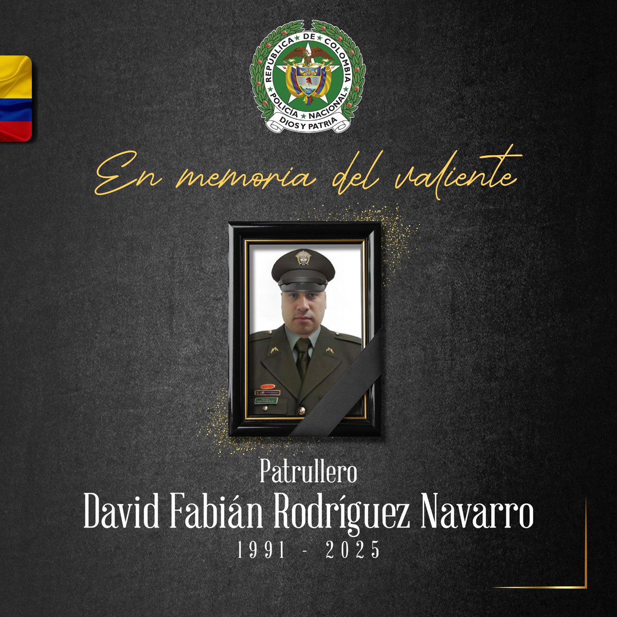 ¡𝗣𝗘́𝗥𝗗𝗜𝗗𝗔 𝗜𝗥𝗥𝗘𝗣𝗔𝗥𝗔𝗕𝗟𝗘! Condenamos y rechazamos con la mayor contundencia el atentado criminal perpetrado contra la subestación de Policía de El Carmelo (Cauca), que segó la vida de nuestro patrullero David Fabián Rodríguez Navarro y dejó heridos a otros cuatro