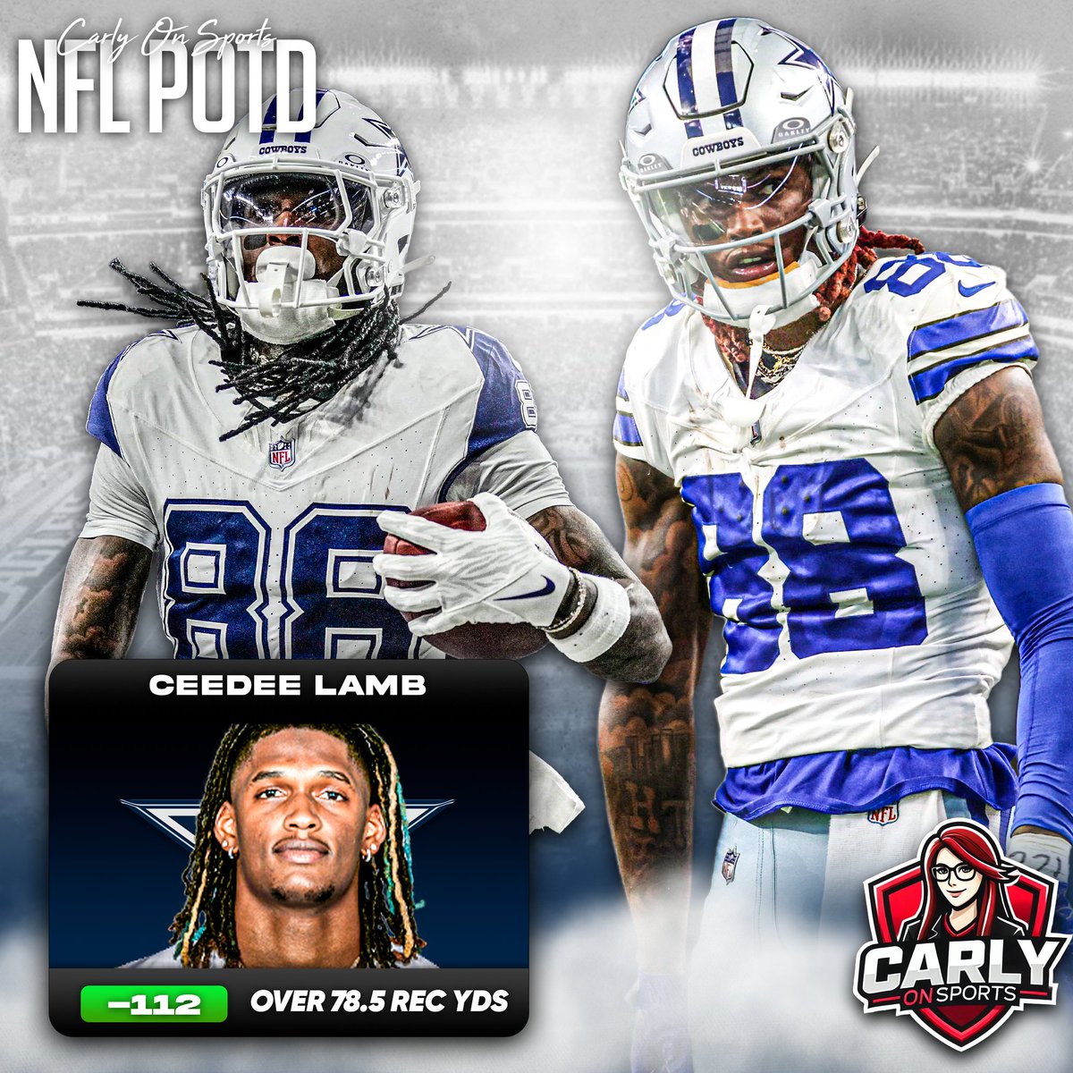 NFL WEEK 2 POTD (1pm) 🏈

Lamb o78.5 rec yards (-112)

Silence of the LAMB 🐑
- 110 yards Week 1
- 92.6 yard avg L5
- 86.5 yard avg v NYG since '21

#NFL #FreePicks #GamblingX #DallasCowboys