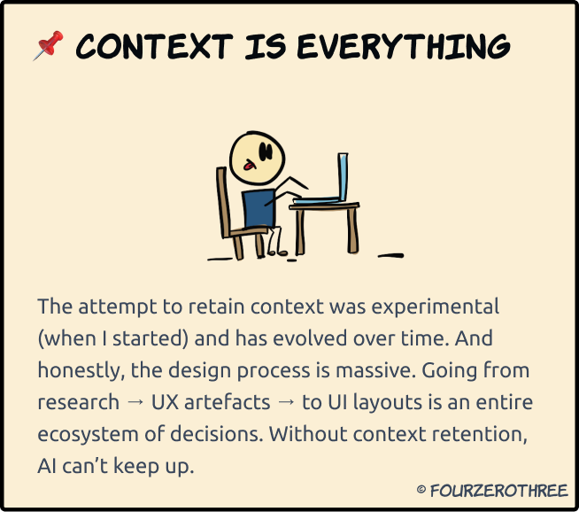 sharathsanketh's tweet photo. So, while prompts get all the attention, it’s actually context engineering that makes or breaks an AI-augmented workflow. Context, by far, is the only way you’d get consistent, high-quality outputs across the full design process.
https://t.co/FrqpuSm6mO

#aidesign #uxdesign https://t.co/fokL3XKfsf