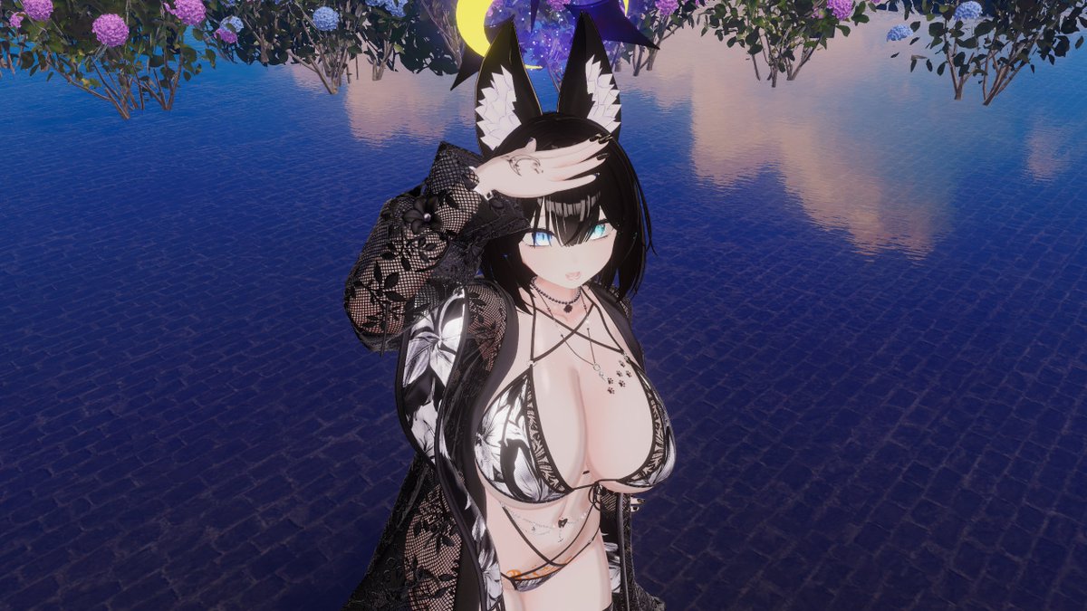 VRC_mikazuki's tweet image. おはようございます~🦊🐾

夏まであと7日、そろそろ秋に入りますね。少しずつ夏に別れを告げる準備をしましょう！☀️🍁

新しく出た水着、とても綺麗でいいですね。👍✨💖
#EdgeMode_VR