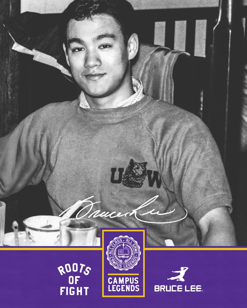 UWearPurple's tweet image. From 1961-1964, Bruce Lee could be seen on the UW campus, teaching his earliest forms of Gung Fu and giving lessons near the HUB. This is where his legend began.
 
Bruce Lee x UW, a new collection from #rootsoffight, now at @ubookstoresea and @simplyseattle 🐉