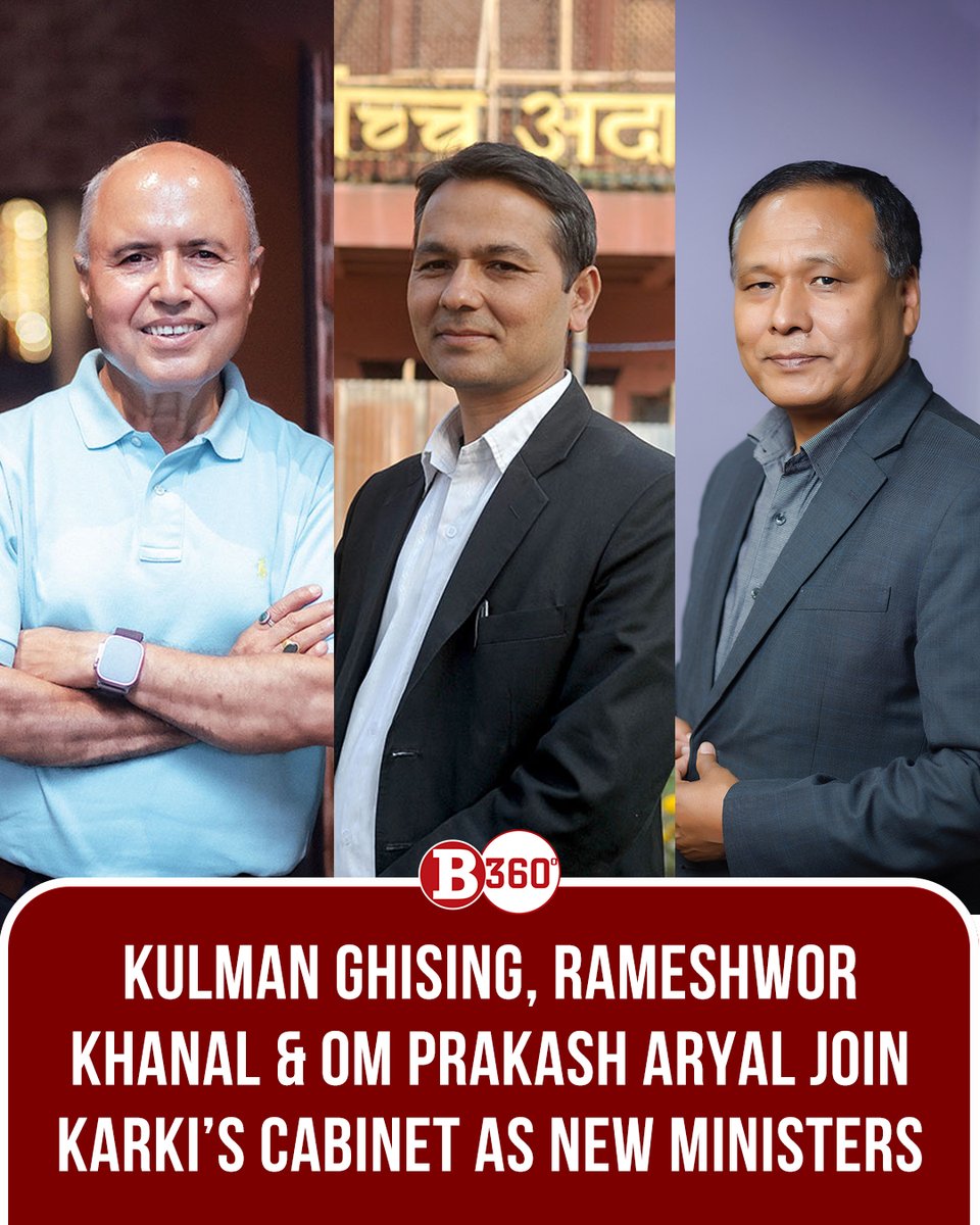 b360nepal's tweet image. Newly appointed Prime Minister Sushila Karki has expanded her Council of Ministers, marking the first major move of her interim government formed after the Gen-Z protests and the resignation of former PM KP Sharma Oli.

#CouncilOfMinisters