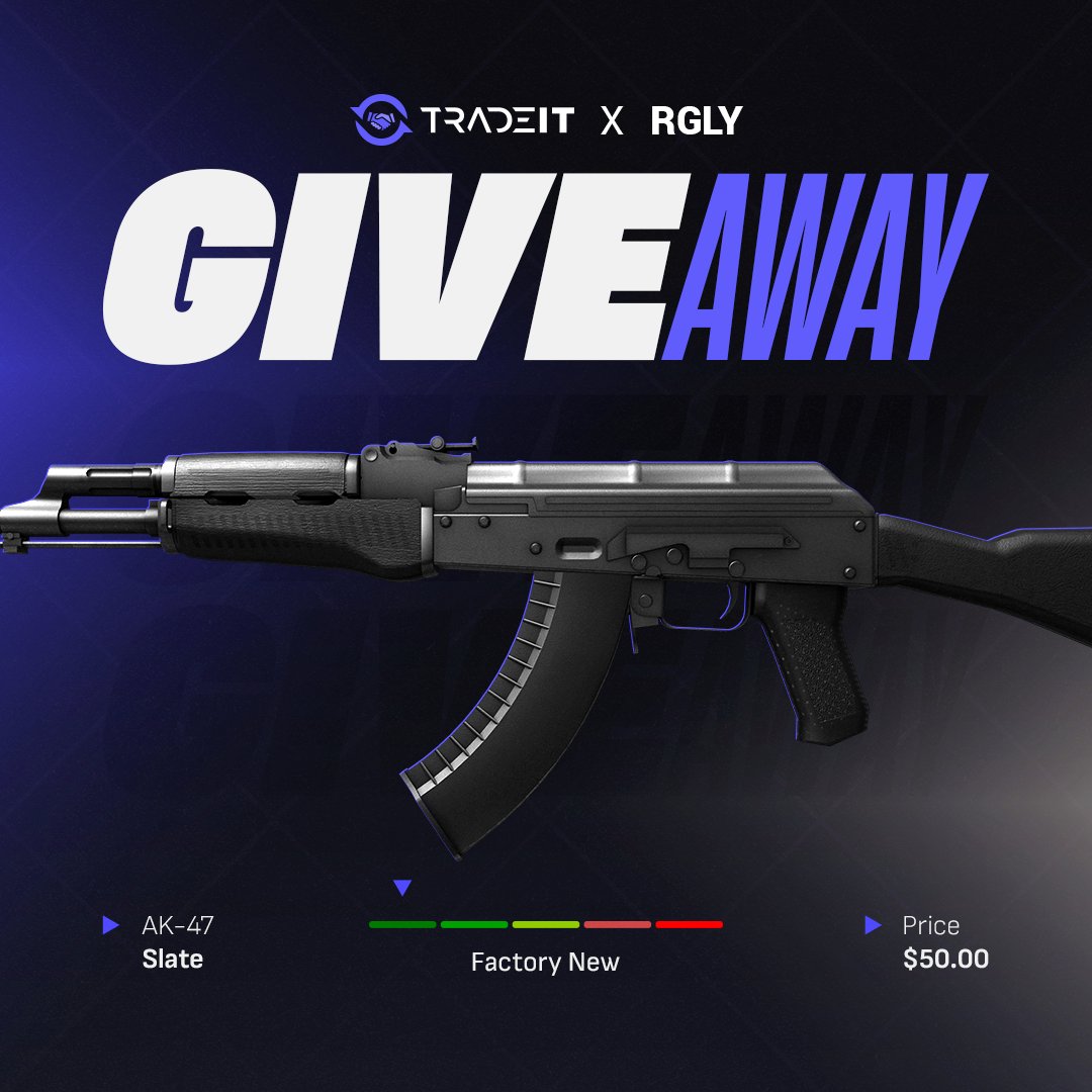 🎁$50 AK-47 | Slate🖤

To enter:
✅Retweet &amp; Like,
✅Follow: <a href="/rgLyCS/">rgly</a>, <a href="/tradeit_gg/">Tradeit</a>,
✅Tag a friend.

🍀Good Luck!
⏰Ends in 7 days!

#CS2 #CS2Giveaway