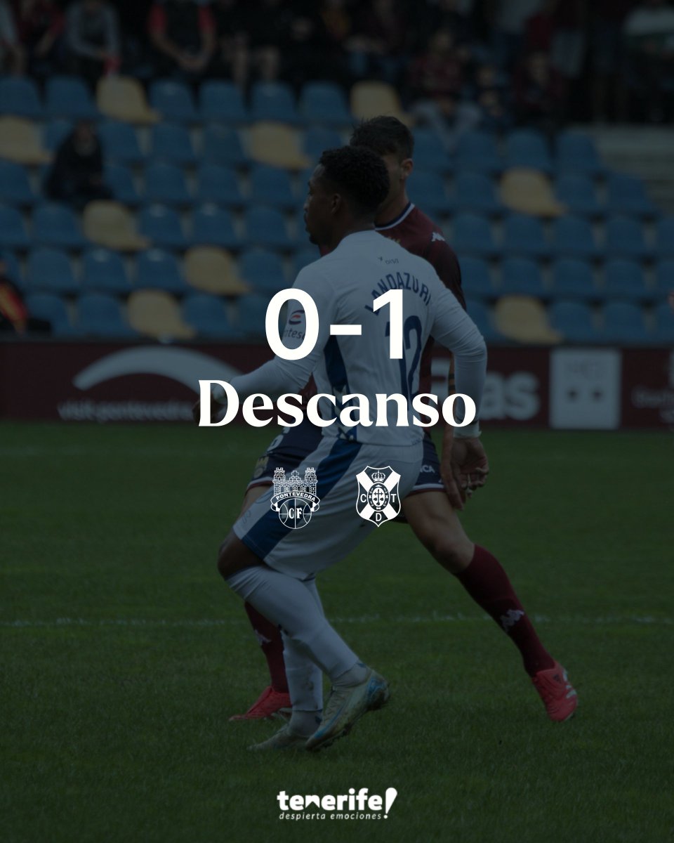 CD Tenerife 🏴 (@cdtoficial) on Twitter photo ⏸️ 𝐃𝐄𝐒𝐂𝐀𝐍𝐒𝐎 | Finaliza la primera mitad con ventaja #blanquiazul en el marcador 💪
<a href="/PontevedraCFSAD/">Pontevedra CF 🦴</a> 0⃣ - 1⃣ #CDTenerife
🎯 <a href="/jesusdemiguel8/">Jesus De Miguel</a>
#PontevedraCFTenerife #PrimeraFederación #DISAFÍO #LaBregaNosUne ⏸️ 𝐃𝐄𝐒𝐂𝐀𝐍𝐒𝐎 | Finaliza la primera mitad con ventaja #blanquiazul en el marcador 💪
<a href="/PontevedraCFSAD/">Pontevedra CF 🦴</a> 0⃣ - 1⃣ #CDTenerife
🎯 <a href="/jesusdemiguel8/">Jesus De Miguel</a>
#PontevedraCFTenerife #PrimeraFederación #DISAFÍO #LaBregaNosUne