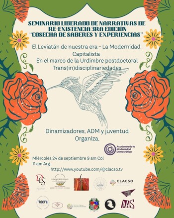 _CLACSO's tweet image. 📣Semillero Seminario Liberado Narrativas de re-existencia. 3° edición “Cosecha de saberes y experiencias”. El Leviatán de nuestra era- La modernidad capitalista
📆 24 de septiembre - 9.00 hs UTC-5 | #ModalidadVirtual
🖇️ Más info: clacso.org/actividad/semi…
👥Co-organizan:
✔️ Grupo…