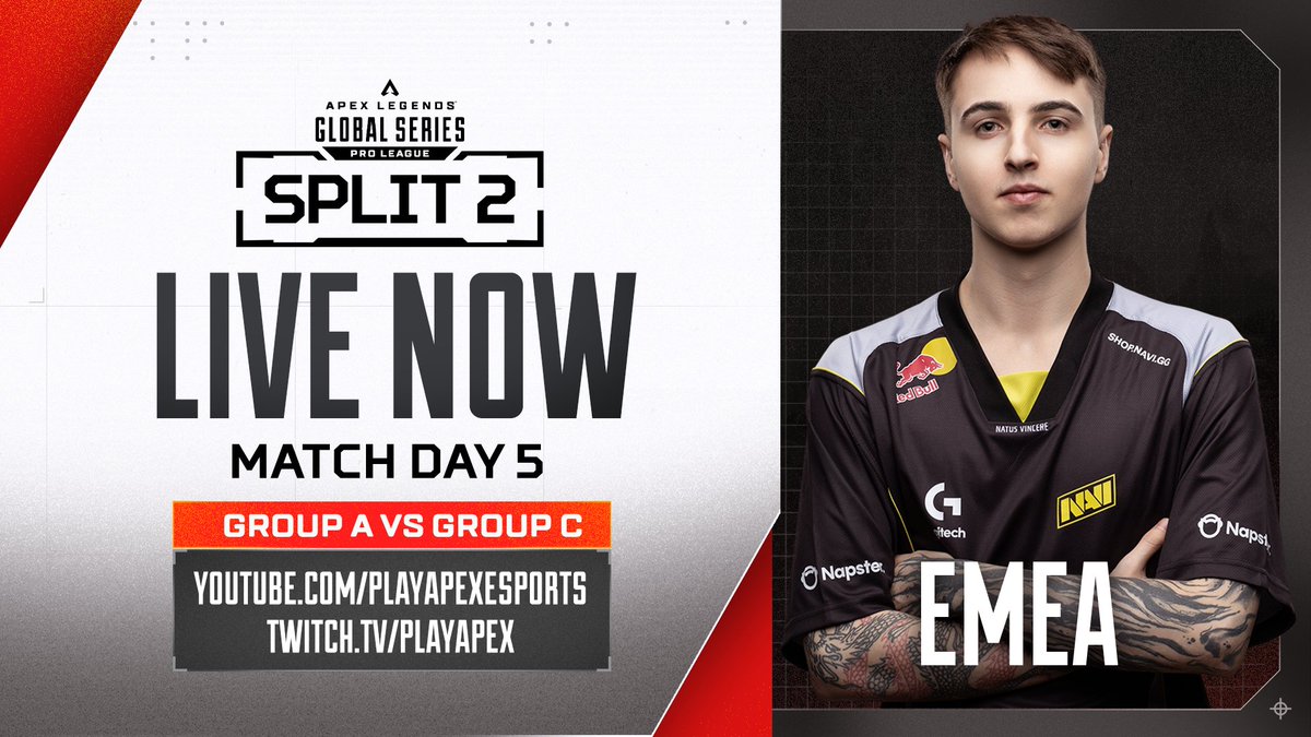 We're BACK with #ALGS Split 2 DAY 5!

Groups: A vs C

Starting with EMEA 🍿
Americas 3PM PT ⏰

Watch now 📺
youtube.com/playapexesports
twitch.tv/playapex