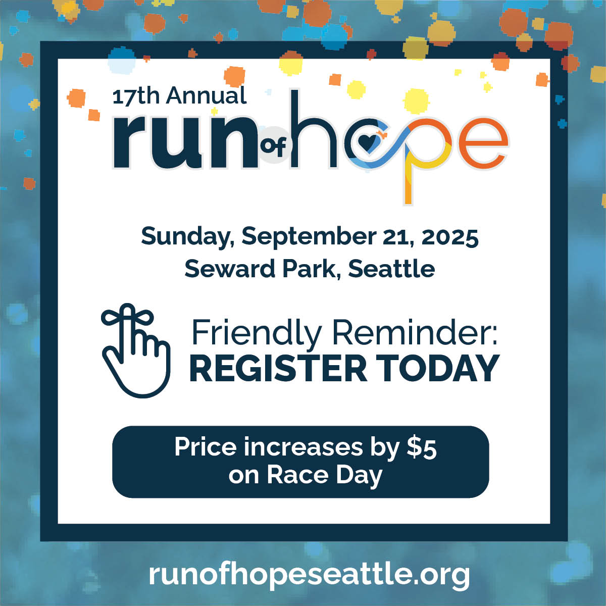 Your journey to make a difference starts now. There's still time to join us at the Run of Hope this Sunday, September 21! Every step you take helps us get closer to a cure for pediatric cancer. runofhopeseattle.org