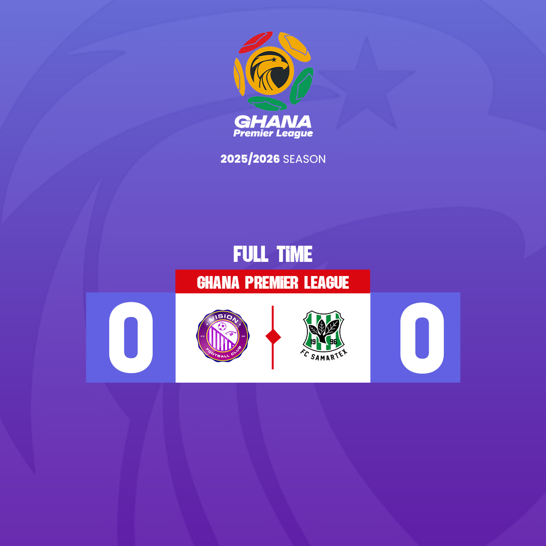 GhanaLeague's tweet photo. 📌 Full Time

Vision FC 0⃣ - 0⃣ FC Samatex

#GPL2025 #GPLisBack #GPLMD1 https://t.co/DLySwUujRj