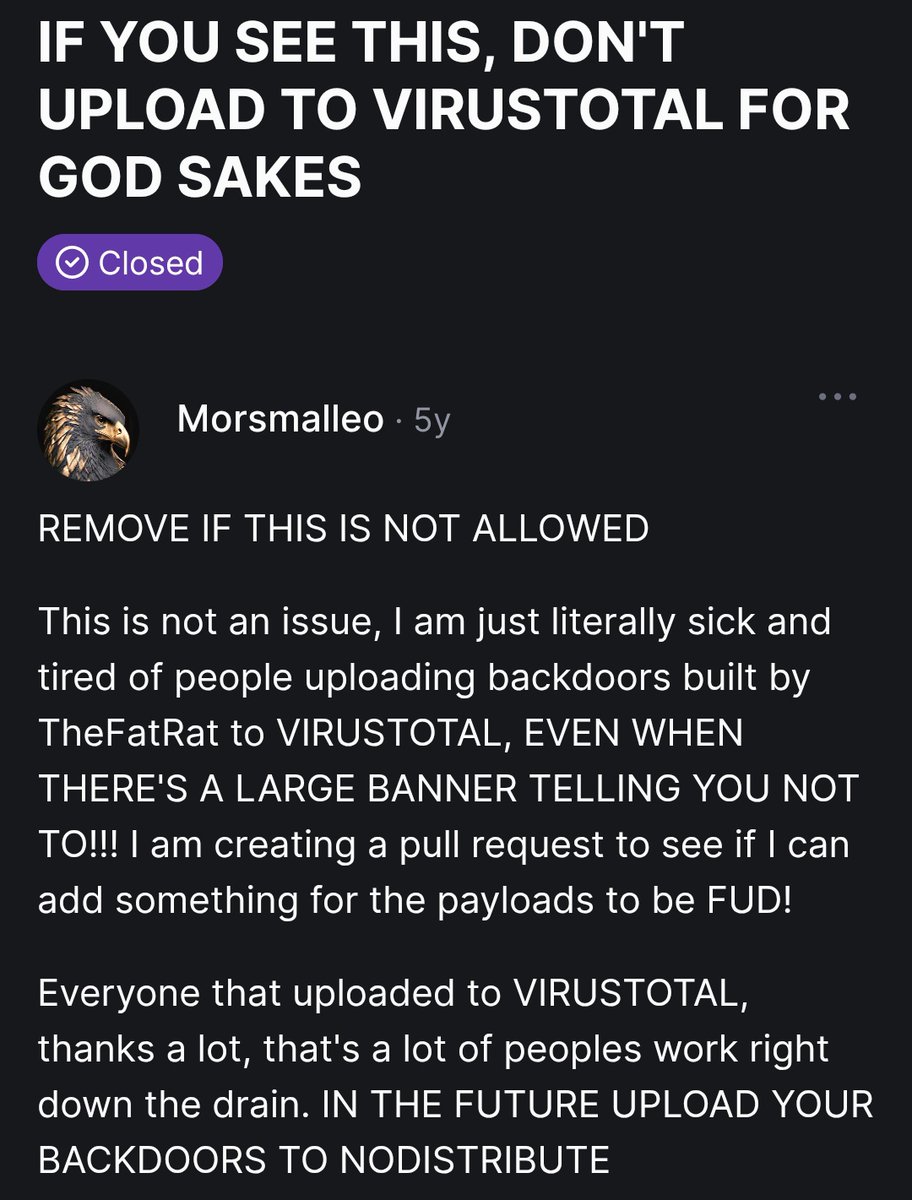 Ever seen this OG thing ? 

If you see this, DO NOT UPLOAD IT TO VIRUSTOTAL 🗣️
