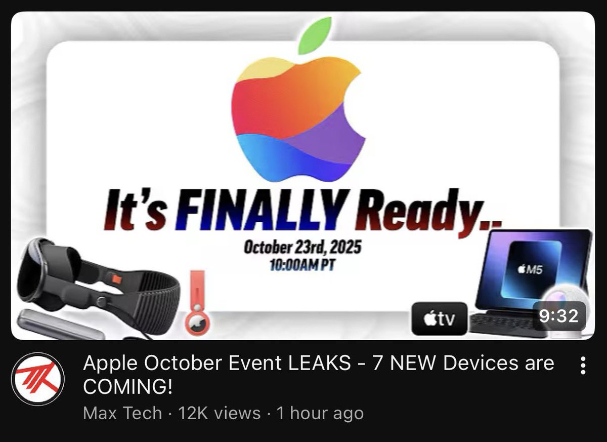 Just published a video on the October event, discussing the M5 chip performance changes and more.

Link: youtu.be/AwM-Fk2XRpY?si…
