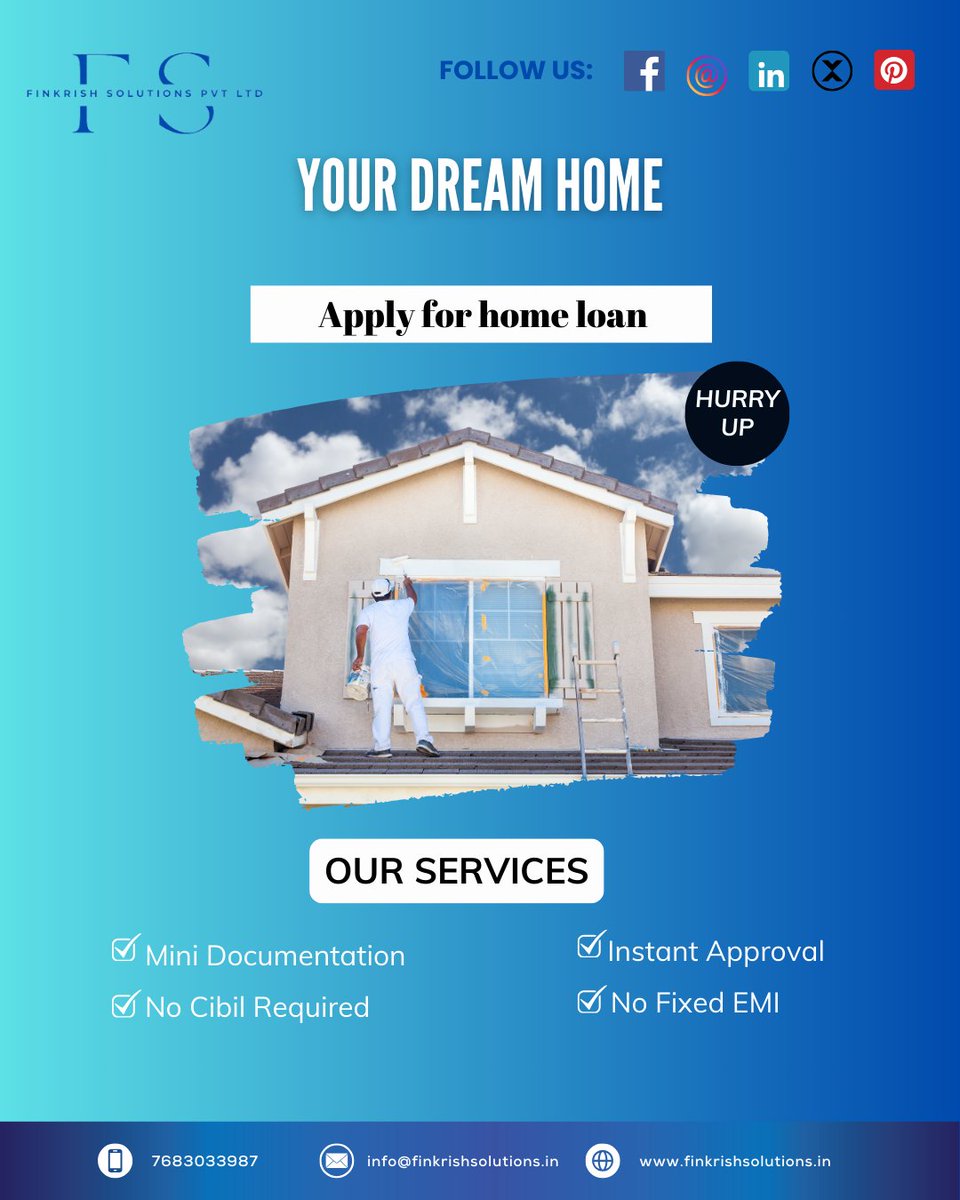 finkrishsol's tweet image. Get your dream home today with our quick and easy home loan. Fast approval, low interest, and hassle-free process.
.
.
.
#HomeLoan #DreamHome #FinkrishSolutions #EasyHomeLoan #QuickApproval #LowInterest #HassleFreeLoan #FinanceMadeSimple #OwnYourHome #LoanApproval