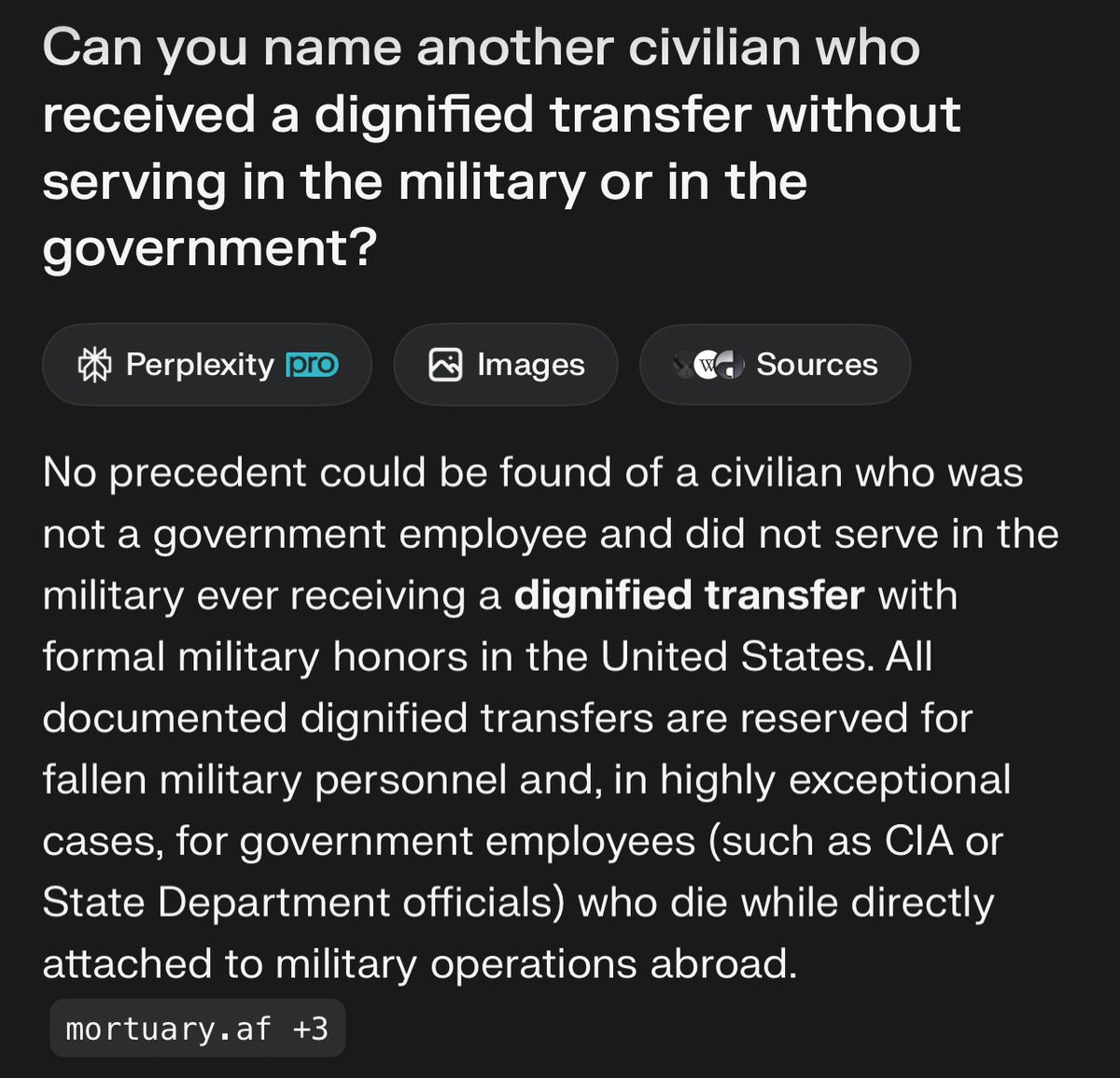 Charlie Kirk receiving a dignified transfer is exceptionally strange.  It is unheard of.

A dignified transfer is reserved for military members who die in service, Presidents, and sometimes Congressmen. 

It is unprecedented for a civilian to receive one. 

Could it be VP Vance