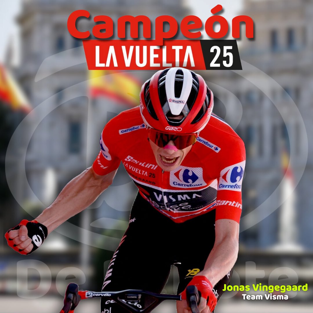derebotee's tweet photo. Jonas Vingegaard se proclama campeón de La Vuelta 2025 🚴

👉🏻 La última etapa ha tenido que suspenderse por protestas pro-palestina en Madrid.

👉🏻 Encuentra aquí algunas estadísticas del ciclista danés.

#lavuelta #vingegaard #madrid https://t.co/OGhQAvEHXd