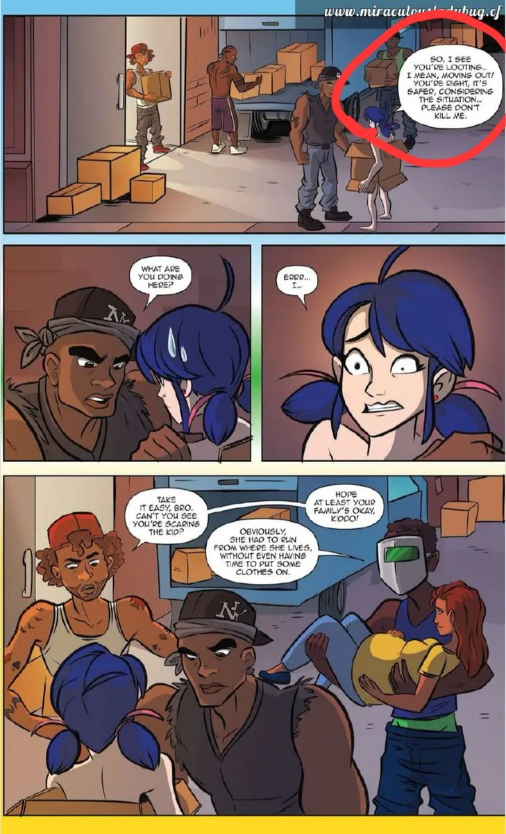 ConCraftGaming1's tweet photo. @shiawaseiris This is an official Miraculous Ladybug comic where he essentially makes caricatures of black people, with names like "Ghetto Blaster". This was produced and written by the Miraculous Ladybug team.

So no, I'm not blaming fans. I'm blaming the people responsible for this content. https://t.co/r6o3RjpUOJ