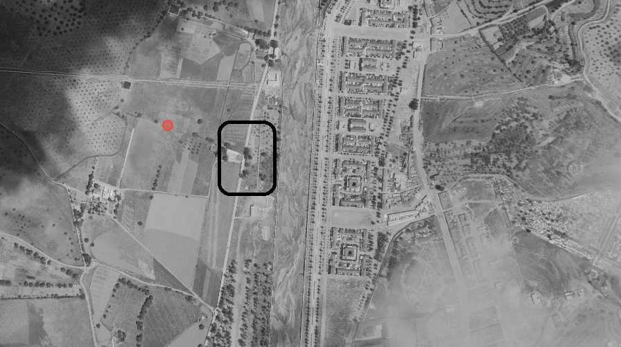 Hoy se cumplen 84 años de la inauguración "oficial" de La Rosaleda. El 21 de junio de 1936 se había colocado la primera piedra. ¿Cómo era la zona de Martiricos en ese año 1936? El recuadro negro sería más o menos el perímetro (Fuente: Instituto Geográfico Nacional de España)