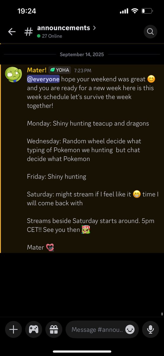 Schudle for this week! See you there