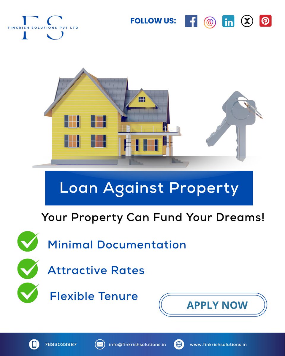 finkrishsol's tweet image. 💼 Need funds for business, education, or personal needs without selling your property?
Get a Loan Against Property with Finkrish Solutions!

✔ Minimal Documentation
✔ Attractive Rates
✔ Flexible Tenure
.
.

#LoanAgainstProperty #FinkrishSolutions #LAP #PropertyLoan #EasyLoan