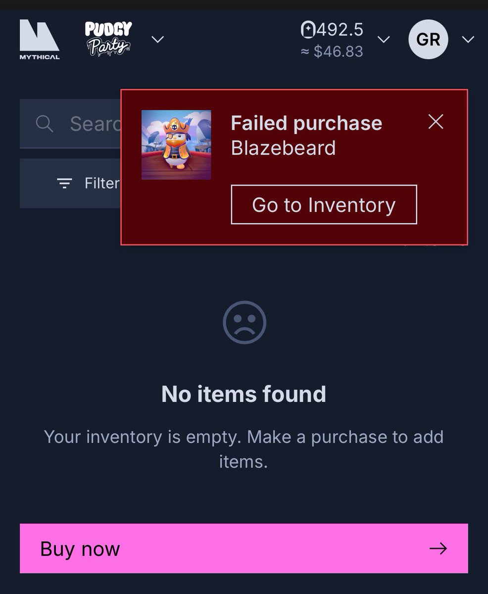 Does anybody know why I keep getting errors when I try to buy Captain Blazebeard? 🏴‍☠️🏴‍☠️#PudgyParty