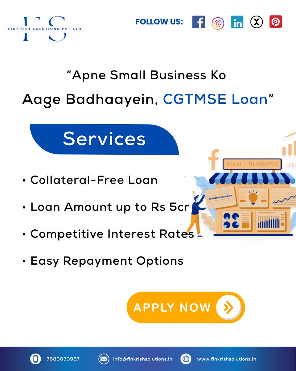 finkrishsol's tweet image. CGTMSE Loan – aapke business ke liye easy funding. Apply now!
.
.
.
#CGTMSELoan #BusinessFunding #finkrishsolutions #MSMESupport #NoCollateralLoan #BusinessGrowth