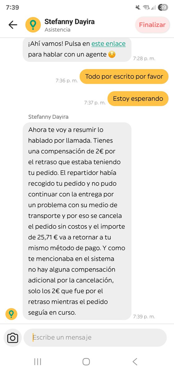 pedro_rodea's tweet photo. @glovo cada dia peor servicio. Aún estoy esperando el reembolso de un cobro "por error" en mi cuenta y hoy sucede esto. Después de esperar por una hora el pedido, me lo cancelais cuando la tienda ya está cerrada (unico supermercado abierto en domingo) y listo. https://t.co/S4M3t6eTQQ