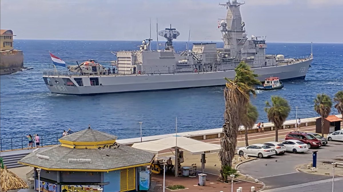 WarshipCam's tweet photo. Royal Netherlands Navy Karel Doorman-class frigate HNLMS Van Amstel (F831) leaving Willemstad, Curaçao - September 14, 2025

SRC: webcam https://t.co/RuKa8Add3V