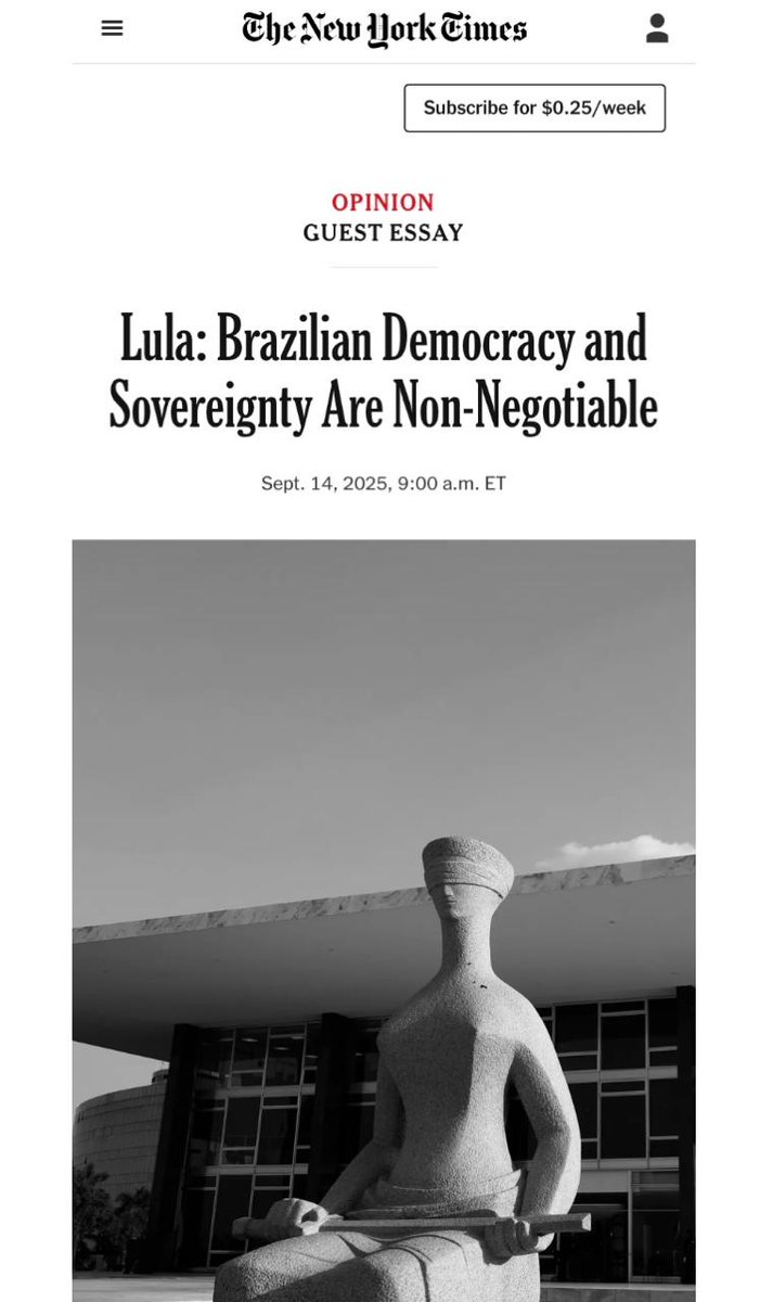 BRICS Brasil 🇧🇷 (@sitebricsbrasil) on Twitter photo 🇧🇷 Em artigo no New York Times, Lula reforça que "a democracia e a soberania brasileiras são inegociáveis" e destaca importância de relação respeitosa e cooperativa entre Brasil e EUA, baseada em benefícios mútuos e multilateralismo.
DESTAQUES DO ARTIGO:
🔹 Motivação política 🇧🇷 Em artigo no New York Times, Lula reforça que "a democracia e a soberania brasileiras são inegociáveis" e destaca importância de relação respeitosa e cooperativa entre Brasil e EUA, baseada em benefícios mútuos e multilateralismo.
DESTAQUES DO ARTIGO:
🔹 Motivação política