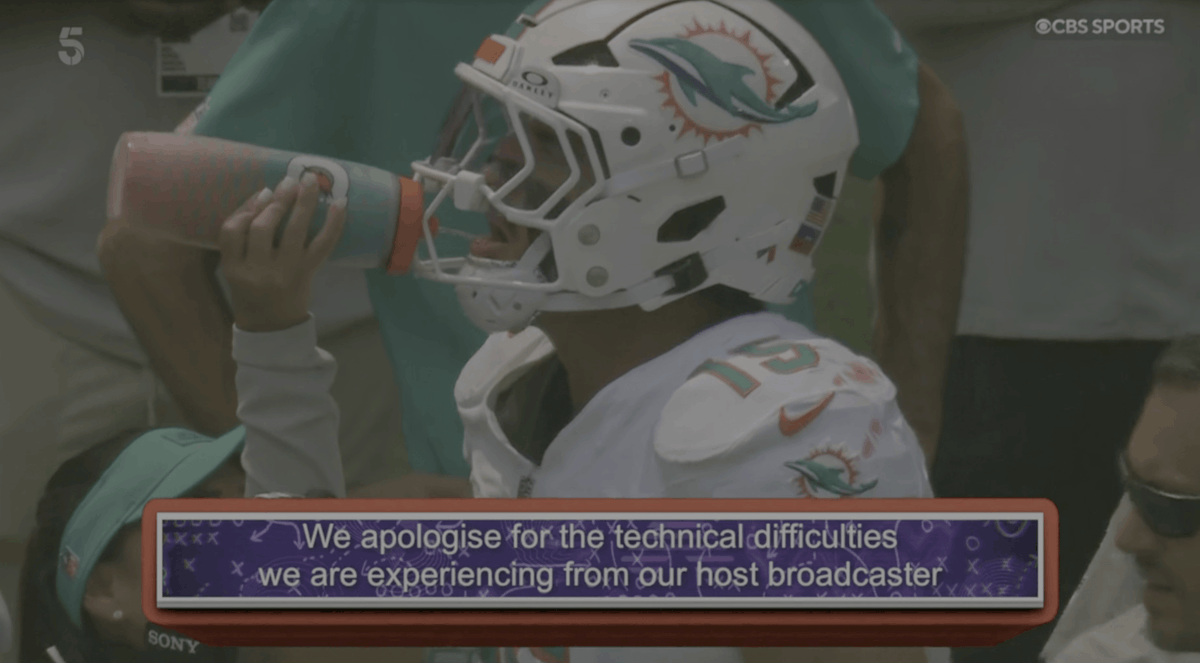 Rob_the_Mod's tweet photo. @awfulannouncing the Dolphins-Patriots game on CBS was not having a fun time. https://t.co/dBJ9zXXE40