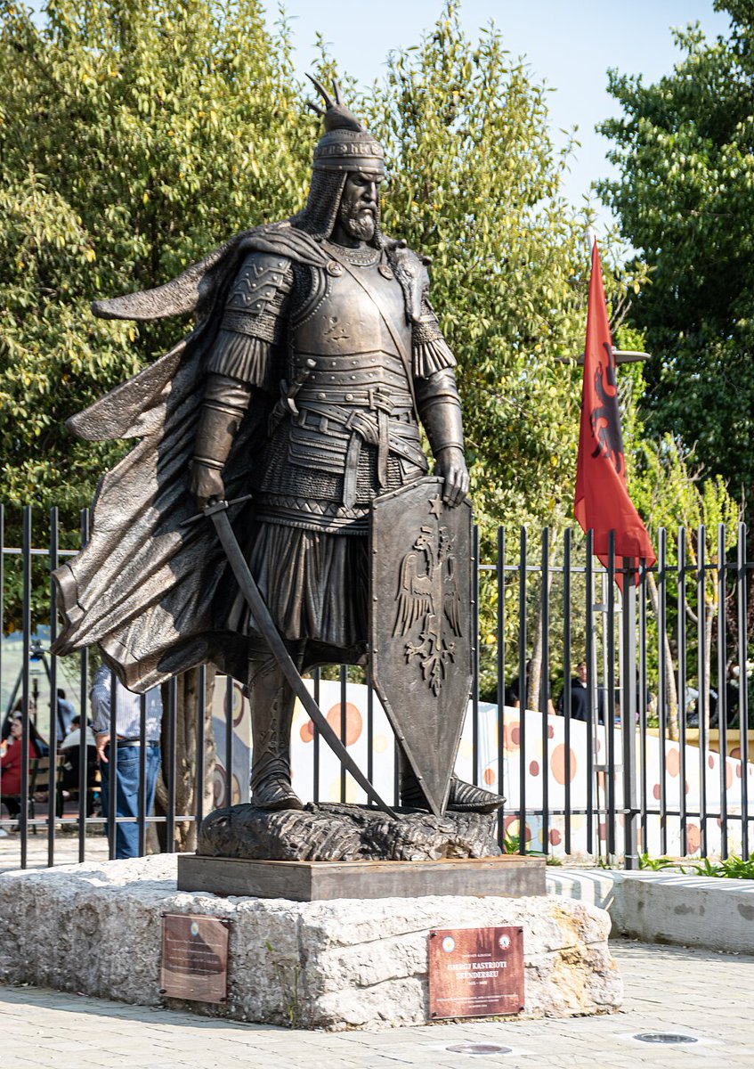 ChivalryGuild's tweet photo. New statue of Scanderbeg was erected in Sicily in 2024. Sculptor: Gëzim Muriqi.

After the Turks suffered defeat after defeat to the great hero, they sued for peace. Scanderbeg declined. In a letter to the Turkish emissary he wrote: 

“Let Mahomet as long as he will seek for peace; as for us, we will purchase our quietness by the sword, and having one gotten and attained it, we will by the sword likewise seek to maintain it … For my part I am your enemy, even by birth and by nativity, and the enmity which I bear you is hereditary. My desire is not so much to get me honor and reputation upon you, as to seek the just deserved revenge of the blood of my friends which you have shed, and of the bondage both of myself and my people the Albanians; and I am fully resolved never to make an end of these my travels, till such time as I have either restored my citizens to their ancient estate, or rendered this my life onto you, to whom it is so hateful.”