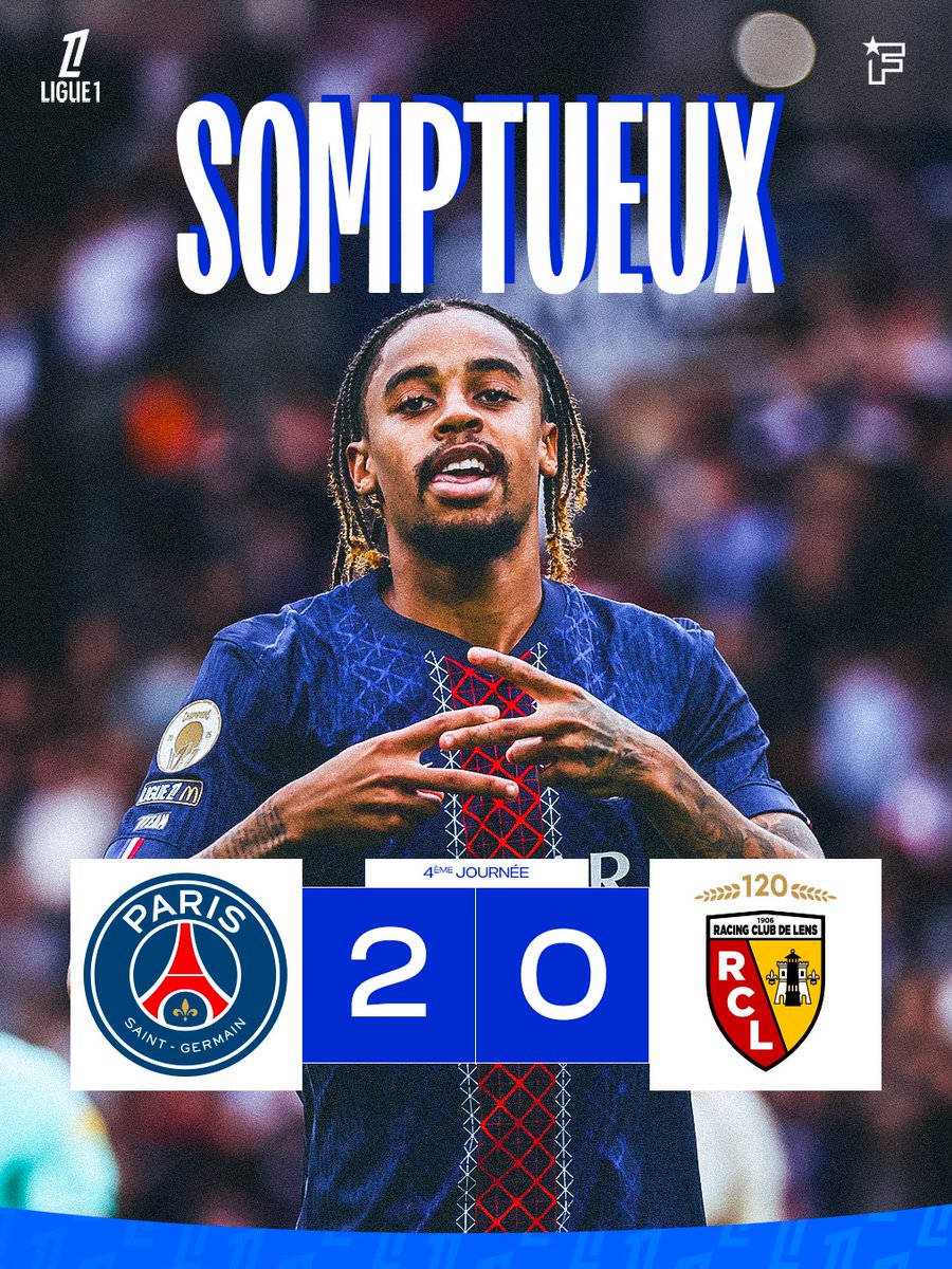 FootballGoats97's tweet image. Barcola punishes Lens with a brace!

PSG keep their perfect Ligue 1 run alive: 4 games, 4 wins 

🎯 A priceless victory inspired by Bradley Barcola, just 3 days before the Champions League clash against Atalanta.

🔴🔵 Paris are flying full speed ahead! 🚀

#PSG #Ligue1McDonalds