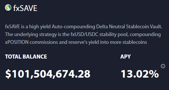 We are back to over $100M+ deposits in $fxSAVE 

Best part?
The APY is still over 13%!

Delta-neutral. Autocompounding. Pure yield.

fx.aladdin.club/v2/fxsave/