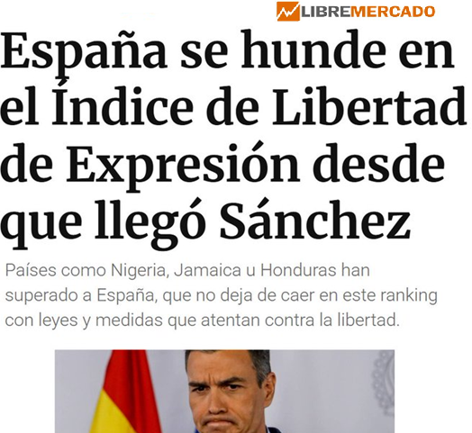 España se desploma en el "International Freedom of Expression Index" incluso bajo países africanos.

El PSOE, con sus ataques a la prensa no afecta, vetos a periodistas y su control absoluto de la tv pública, ya lo ha conseguido.

De esto no te hablarán Silvia ni Angelines.