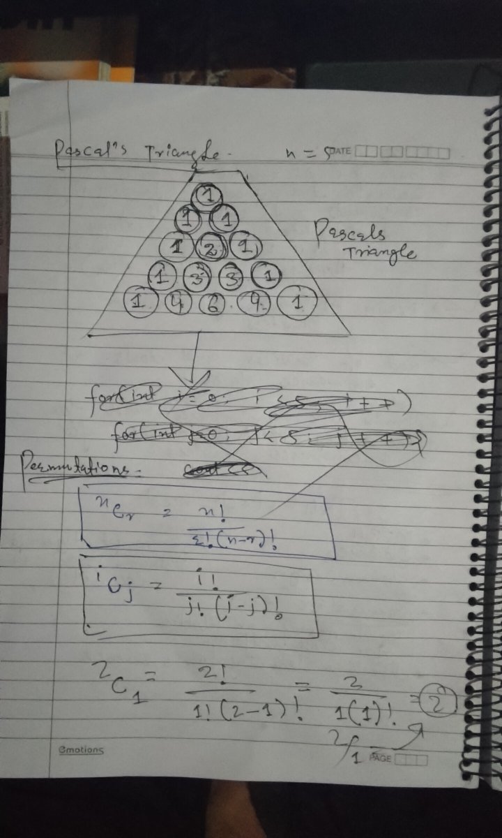 Hilal3884871845's tweet image. #fuck_leetcode Pascals Triangle 🔼🎄, pascals triangle using #permutation and #combinations = nCr = n! / r!(n - r)!  -----&amp;gt; iCj = (i!) / j! * (i - j)! and #factorial of (i or n) using #recursion = f(n) = n * f(n-1)! while (n==0 || n==1 return 1) 💀☠️😃:)