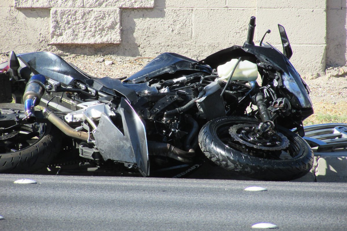 batsteg's tweet photo. motorcycle accident Tropicana and lindell Las Vegas 9/14/25 https://t.co/jPtS3DbmLz