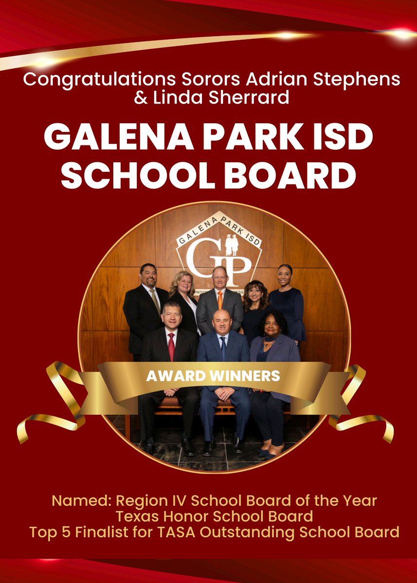 Congratulations Sorors Adrian Stephens &amp; Linda Sherrard on being impactful members of the award winning Galena Park school board! We are proud to celebrate our sorors' dedication to the community and commitment to excellence! #EastHCLCDeltas #DST1913