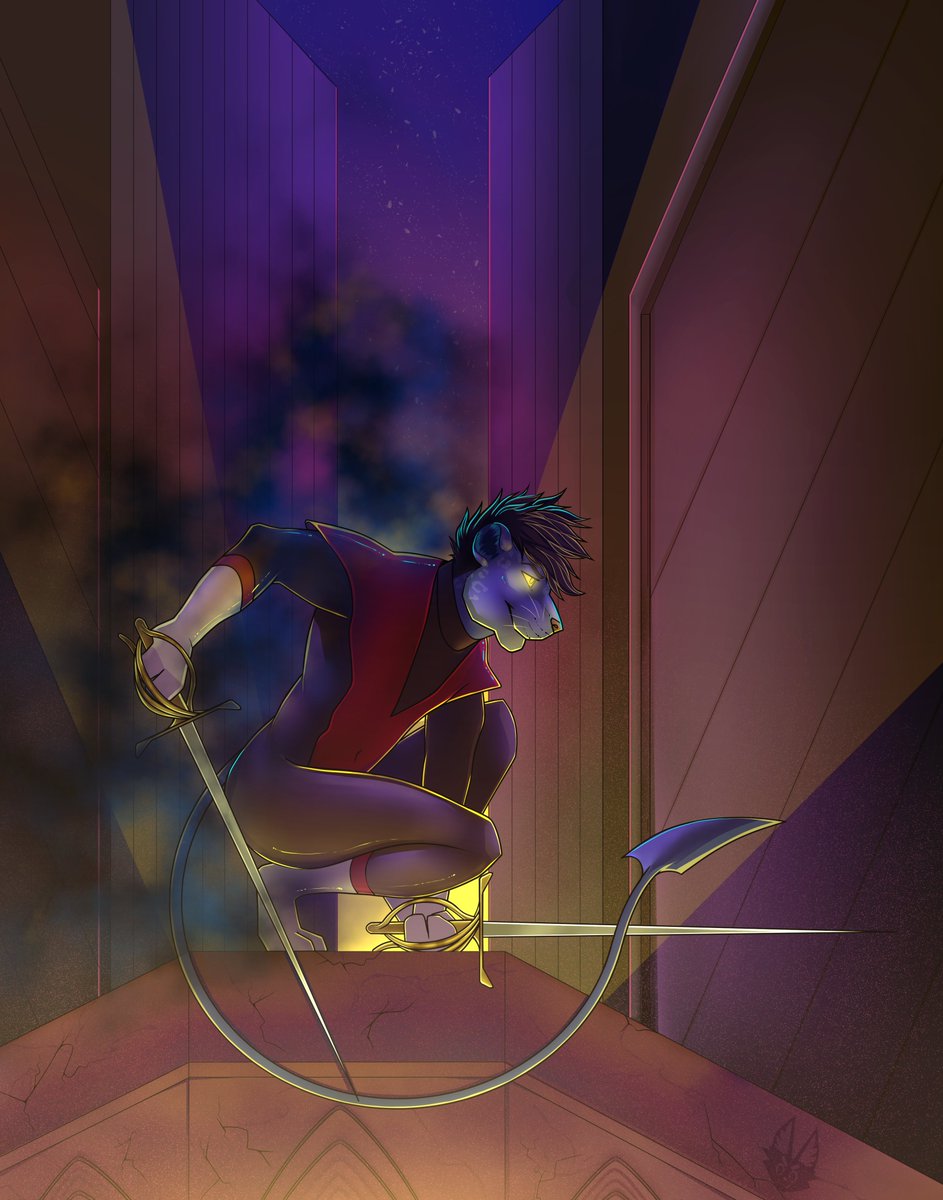 FlooftheFennec's tweet photo. This cat is teleporting around and fighting crime like the skilled swashbuckler fighter he is.

Nightcrawler inspired commission for Kergiby

There WILL be prints of this 👀 https://t.co/eEiRHsAxyO