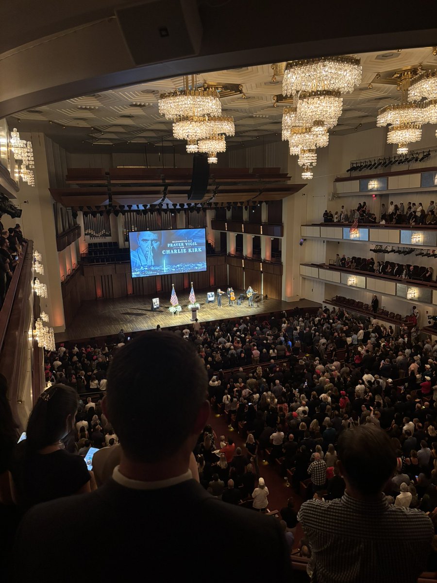 The Kennedy Center is packed for the <a href="/charliekirk11/">Charlie Kirk</a> vigil! God Bless Charlie, Erika and the children, and everone impacted by Charlie and <a href="/TPUSA/">Turning Point USA</a>! #CharlieKirk