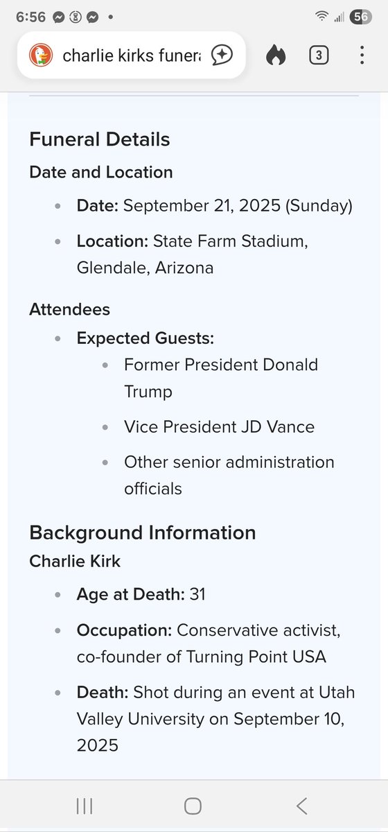 AI is stating "Former" President Donald Trump will be attending Charlie Kirk's funeral!
What The What!!!!!