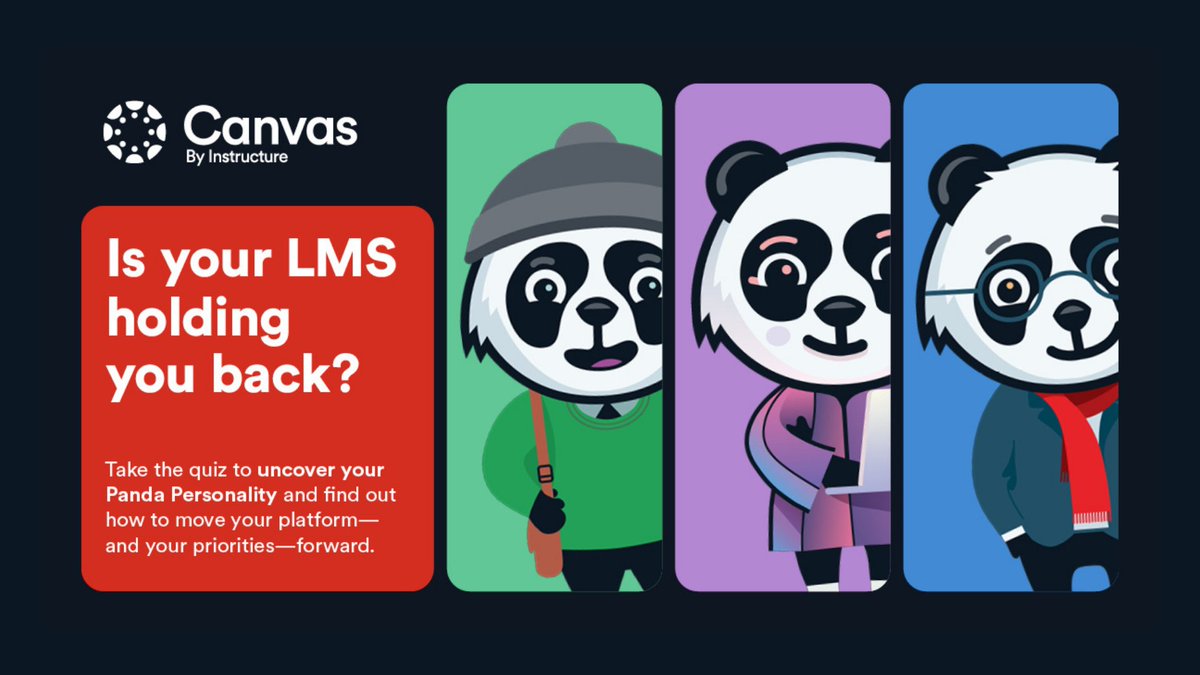 Canvas_by_Inst's tweet image. Every institution has a unique approach to teaching and learning. ✨

Are you about pathways, progress, or process? 🐼

Take the Panda Personality quiz to uncover your #LMS mindset!

👉 Start now: bit.ly/4nrDHBs

#EdTech #CanvasLMS #Instructure